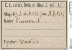 Etiketten zu Diamant (NHMW-MIN-Aa6425)